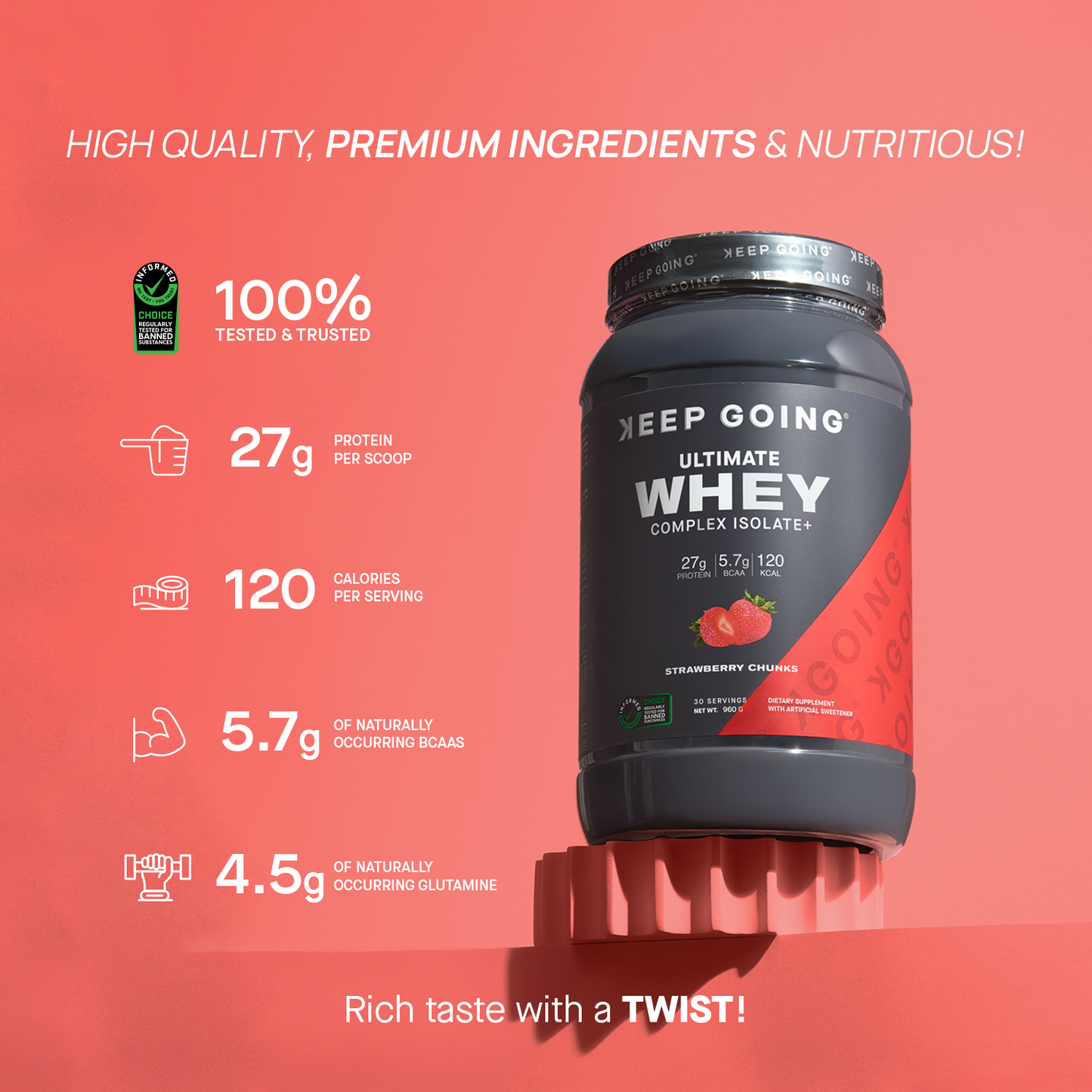 Ultimate Whey Complex Isolate+ Strawberry Chunks