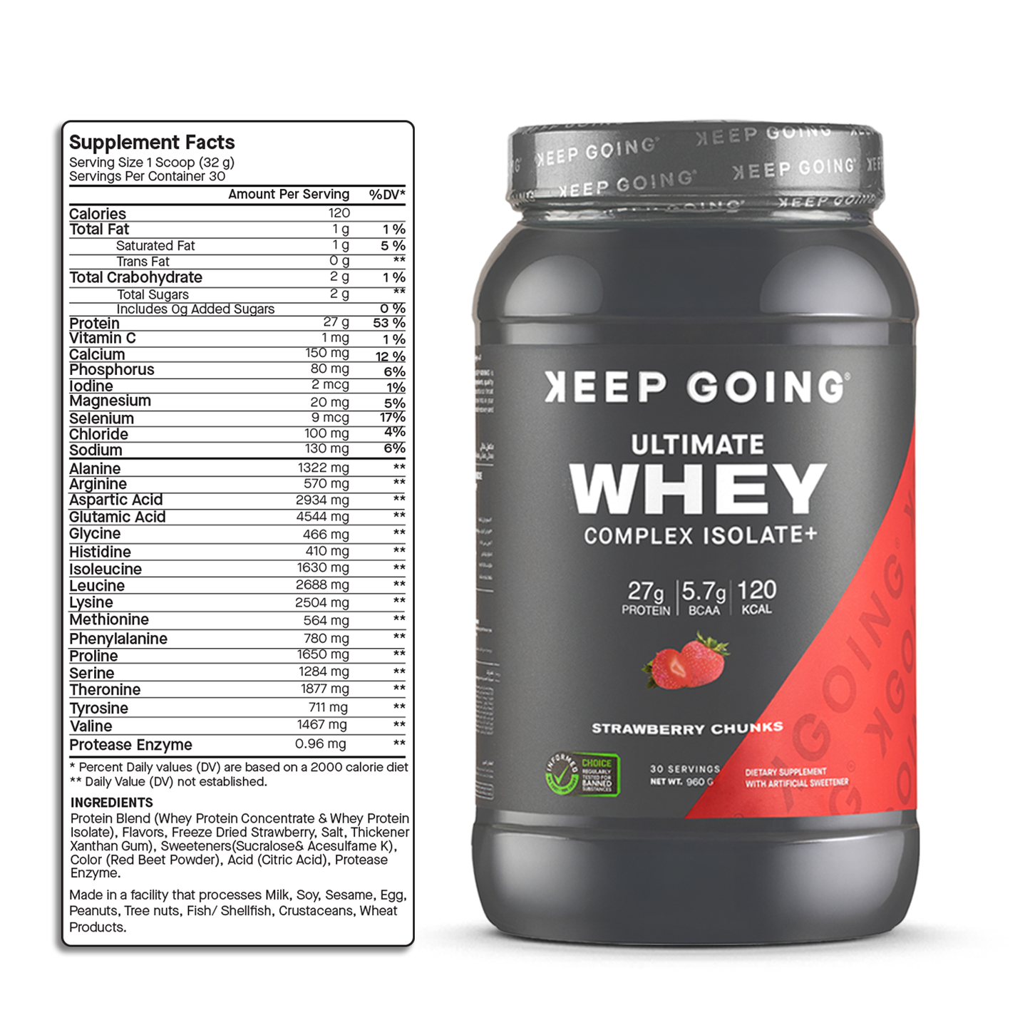 Ultimate Whey Complex Isolate+ Strawberry Chunks