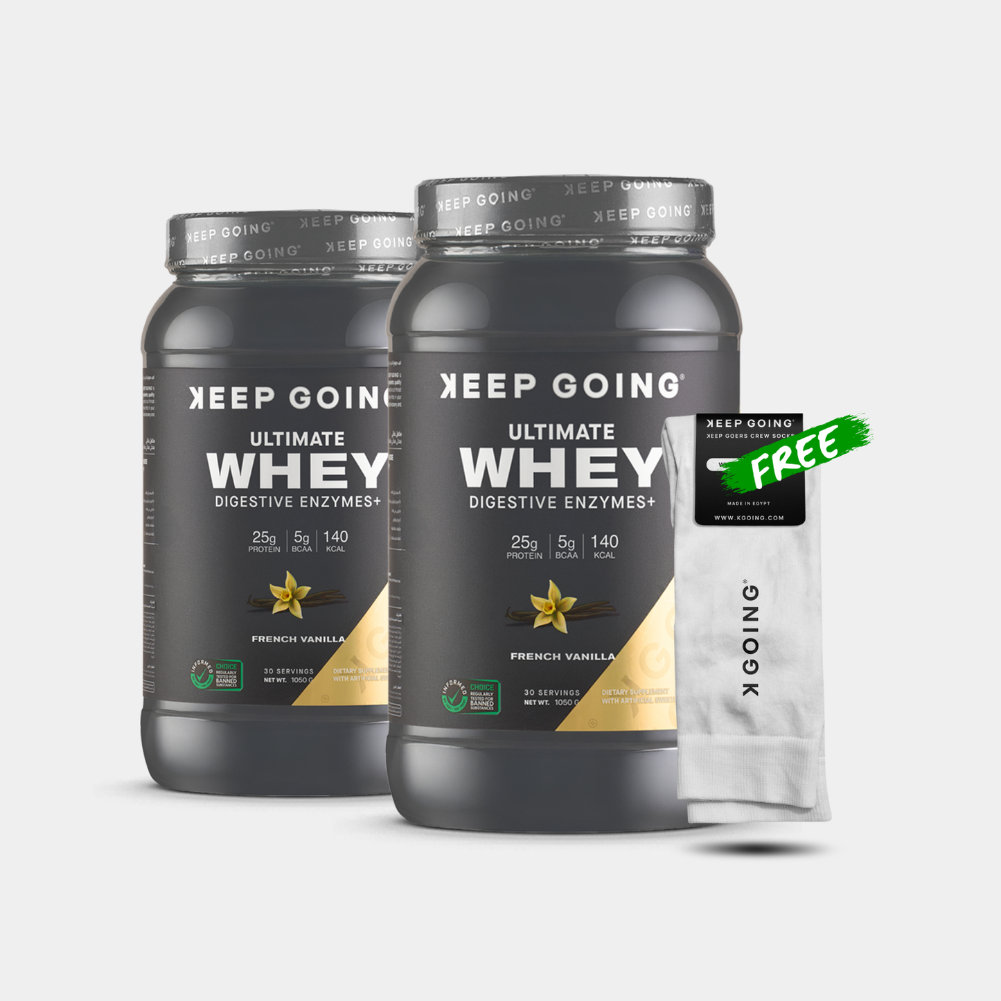 Whey French Vanilla x2 + Free Keep Goers White Socks