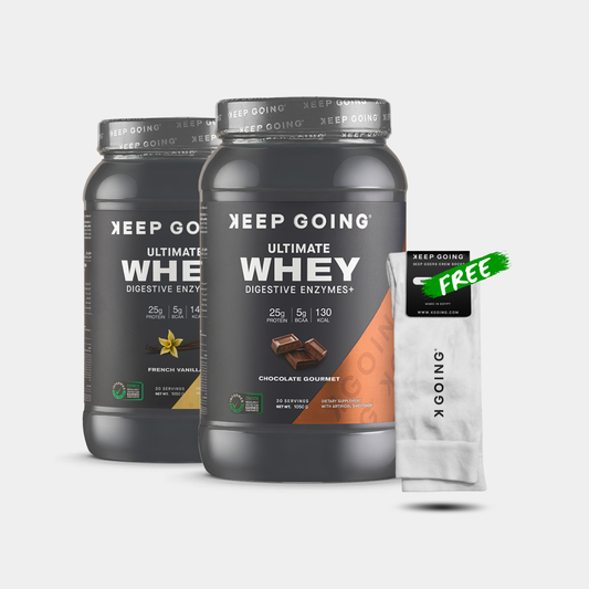 Chocolate Gourmet Whey + French Vanilla Whey + Free Keep Goers White Socks