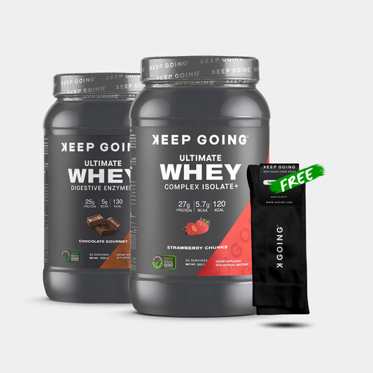 Chocolate Gourmet Whey + Strawberry Chunks Whey + Free Keep Goers Black Socks