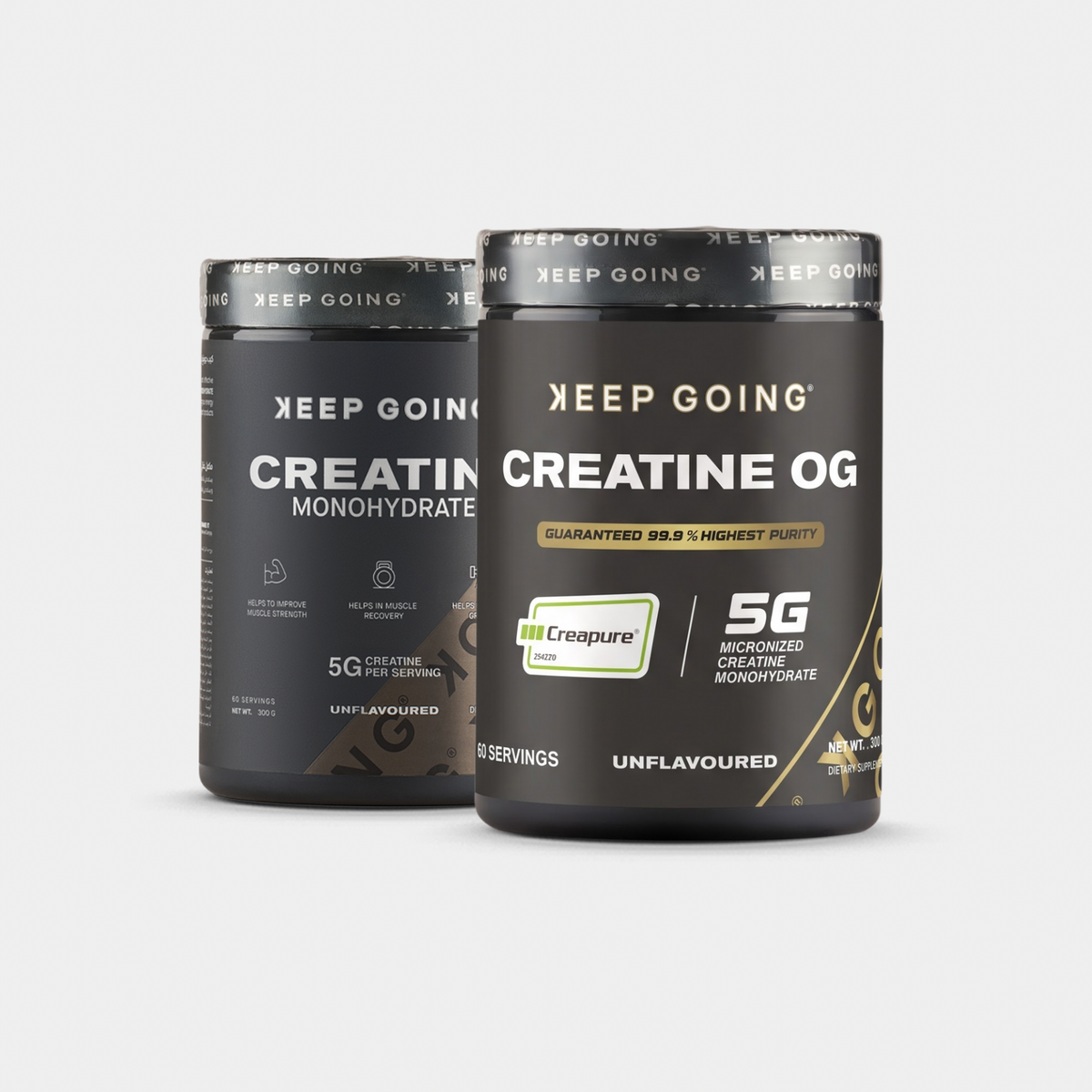 Keep Going Creatine OG (German-Made Creapure®— 99.9% Purity) + Keep Going Micronized Creatine Monohydrate