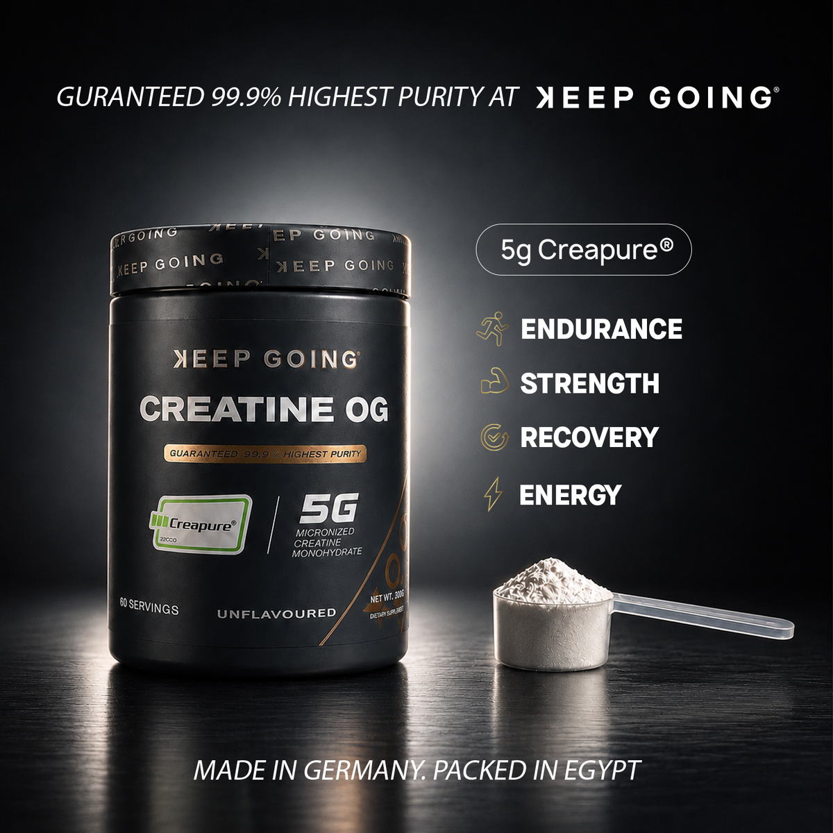 كيب جوينج كرياتين أو جي %100 كرياتين مونوهيدرات ميكرونيزد Creapure®