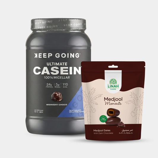 Ultimate 100% Micellar Casein Midnight Choco + Linah Farms Dark Chocolate Pouch 300 grams