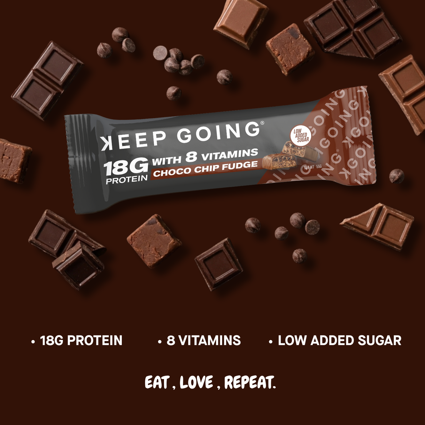 Box of Protein & Vitamin Bar Choco Chip Fudge 12 Bars