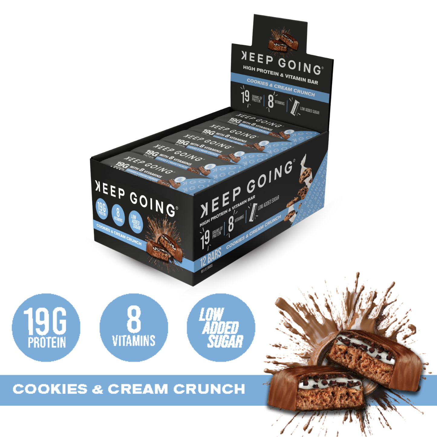 Box of Protein & Vitamin Bar Cookies & Cream Crunch 12 Bars