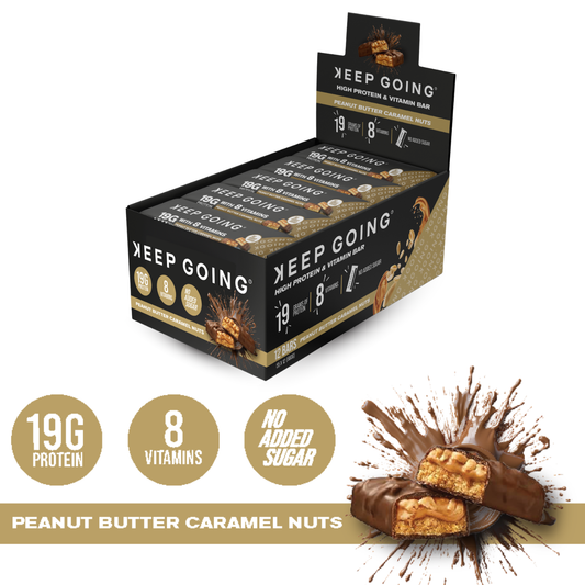 Box of Protein & Vitamin Bar Peanut Butter Caramel Nuts 12 Bars