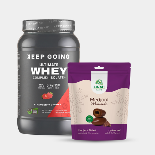 Ultimate Whey Complex Isolate+ Strawberry Chunks + Linah Farms Milk Chocolate Pouch 300 grams